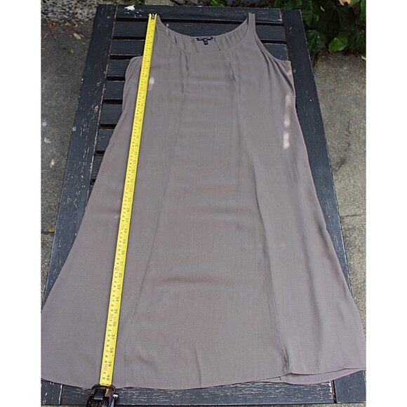 Eileen Fisher - Silk Georgette Crepe Panel A-Line Shift Dress , Cobblestone, S - Picture 5 of 10